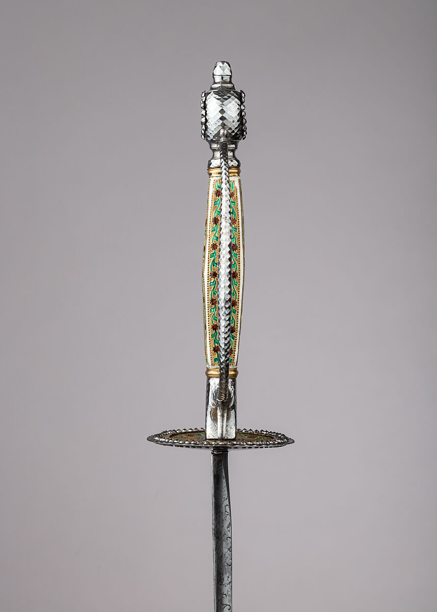 Smallsword, Steel, enamel, gold, textile, French or British