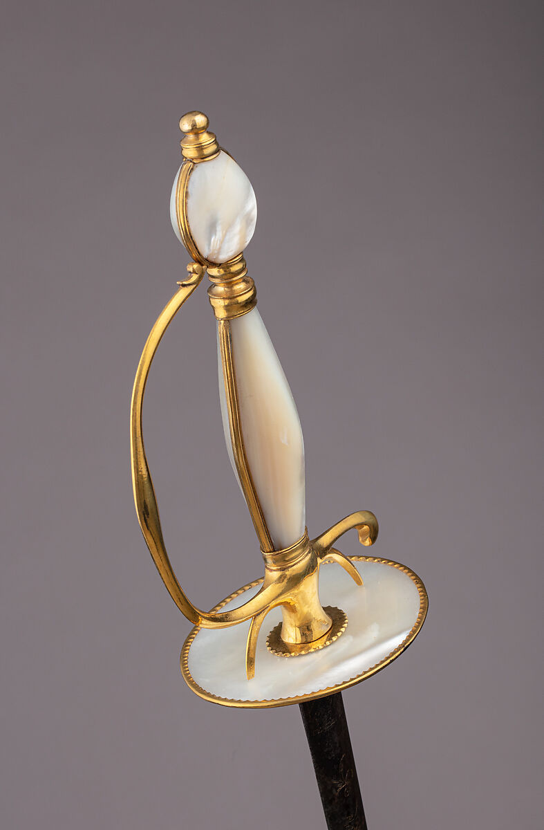 Smallsword, Bronze, gold, mother-of-pearl, steel, textile, Western European