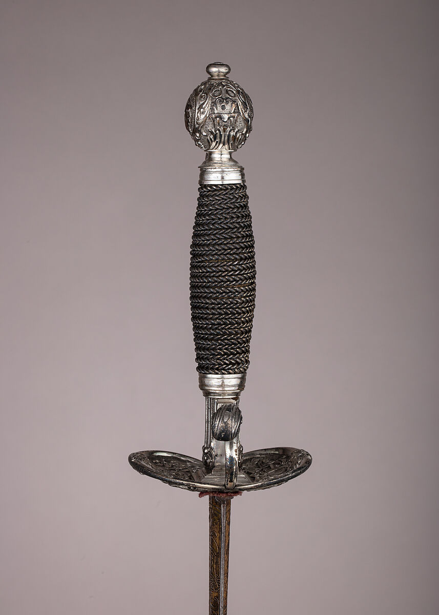 Smallsword, Silver, steel, wood, textile, gold, German, possibly Augsburg