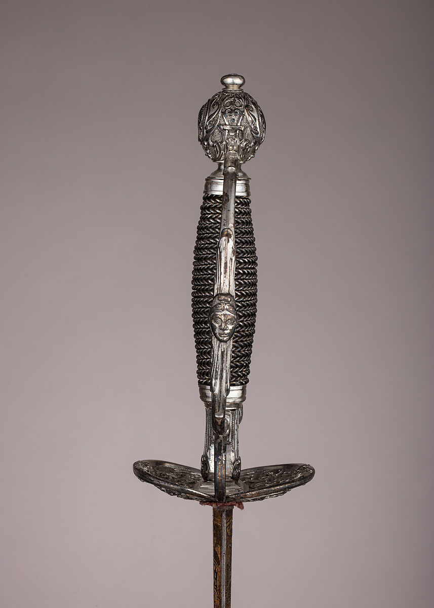 Smallsword, Silver, steel, wood, textile, gold, German, possibly Augsburg