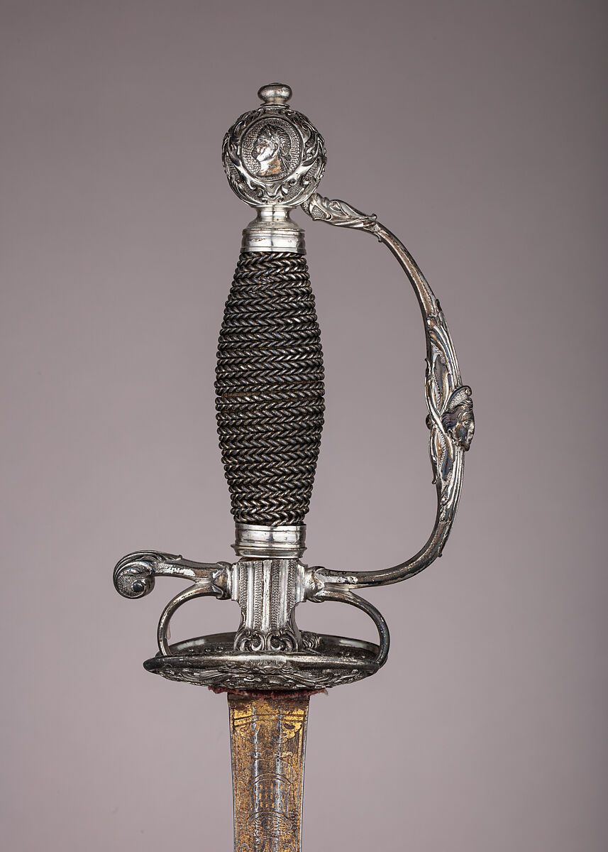Smallsword, Silver, steel, wood, textile, gold, German, possibly Augsburg