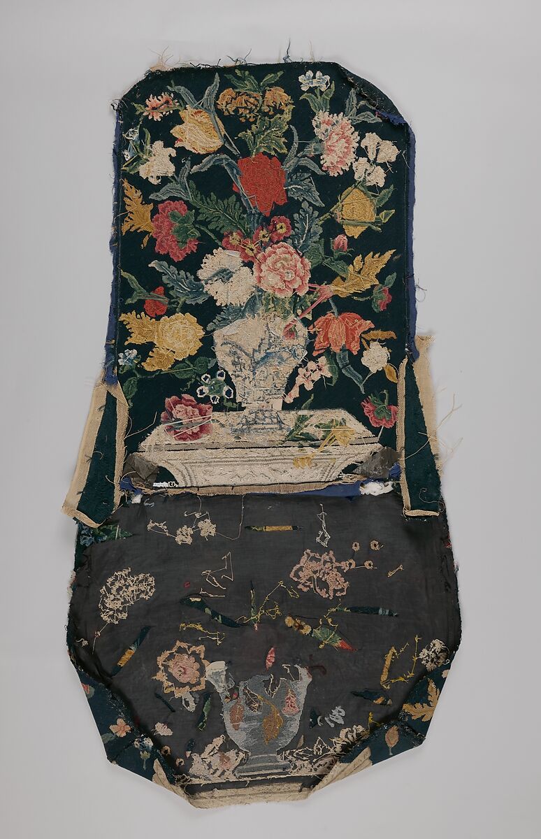 Side chair back and seat cover, Wool, silk on hemp canvas, British