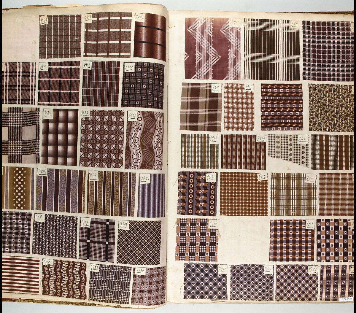 Textile Sample Book labeled "Indiennes et Organdis", Cylinder-printed cottons on paper with ink inscriptions, French