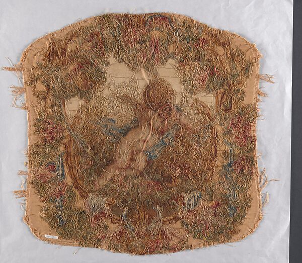 Reclining Putto, probably Beauvais, Silk, wool (25-27 warps per inch, 10 per cm.), French, probably Beauvais