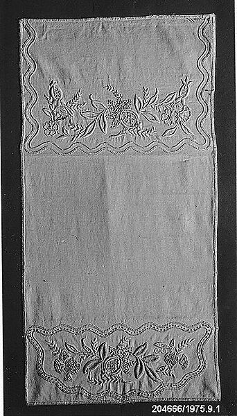 Nightgown case, Mrs. James Joseph Healy, Cotton, Irish, Dublin, Mountmellick 