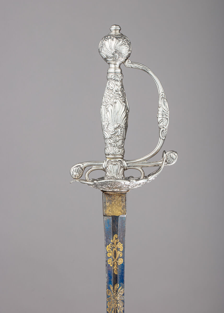 Smallsword, Silver, steel, gold, textile, probably German