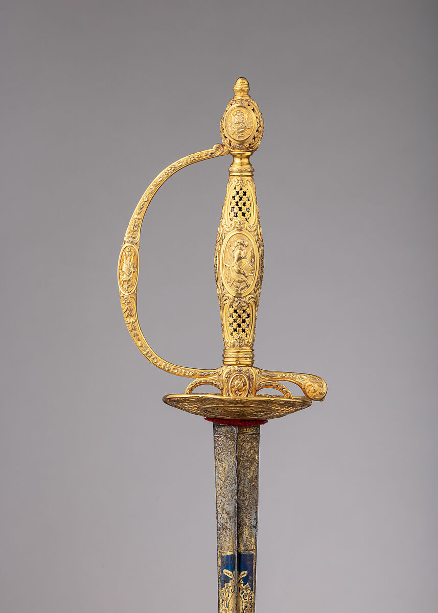 Smallsword with Scabbard, Gold, steel, wood, fish skin, textile, French, Paris
