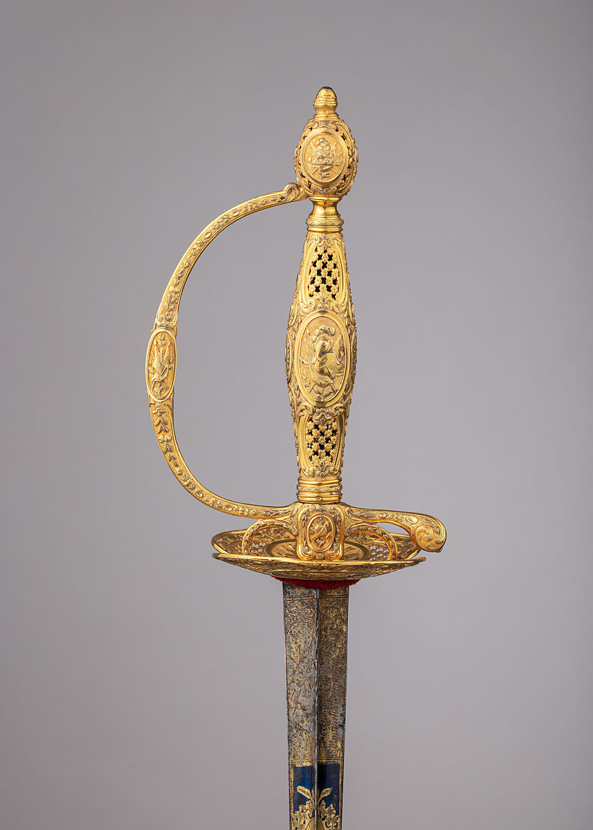Smallsword with Scabbard, Gold, steel, wood, fish skin, textile, French, Paris 