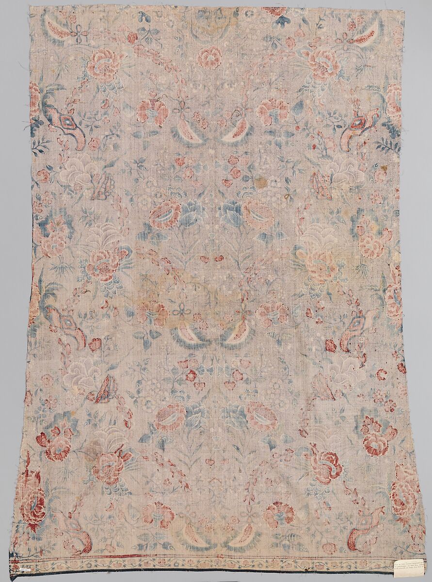 Panel, Cotton, drawn and painted resist and mordant, dyed, Indian, Coromandel Coast, for European market