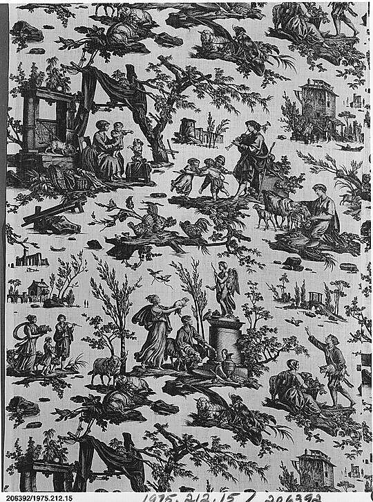 "Les Offrands à l'Amour", Jean-Baptiste Huet I (French, Paris 1745–1811 Paris), Cotton, French, Jouy-en-Josas