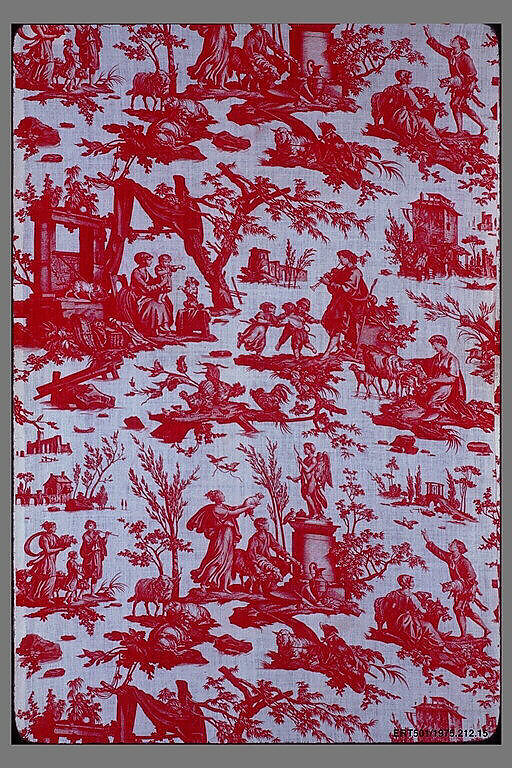 "Les Offrands à l'Amour", Jean-Baptiste Huet I (French, Paris 1745–1811 Paris), Cotton, French, Jouy-en-Josas 