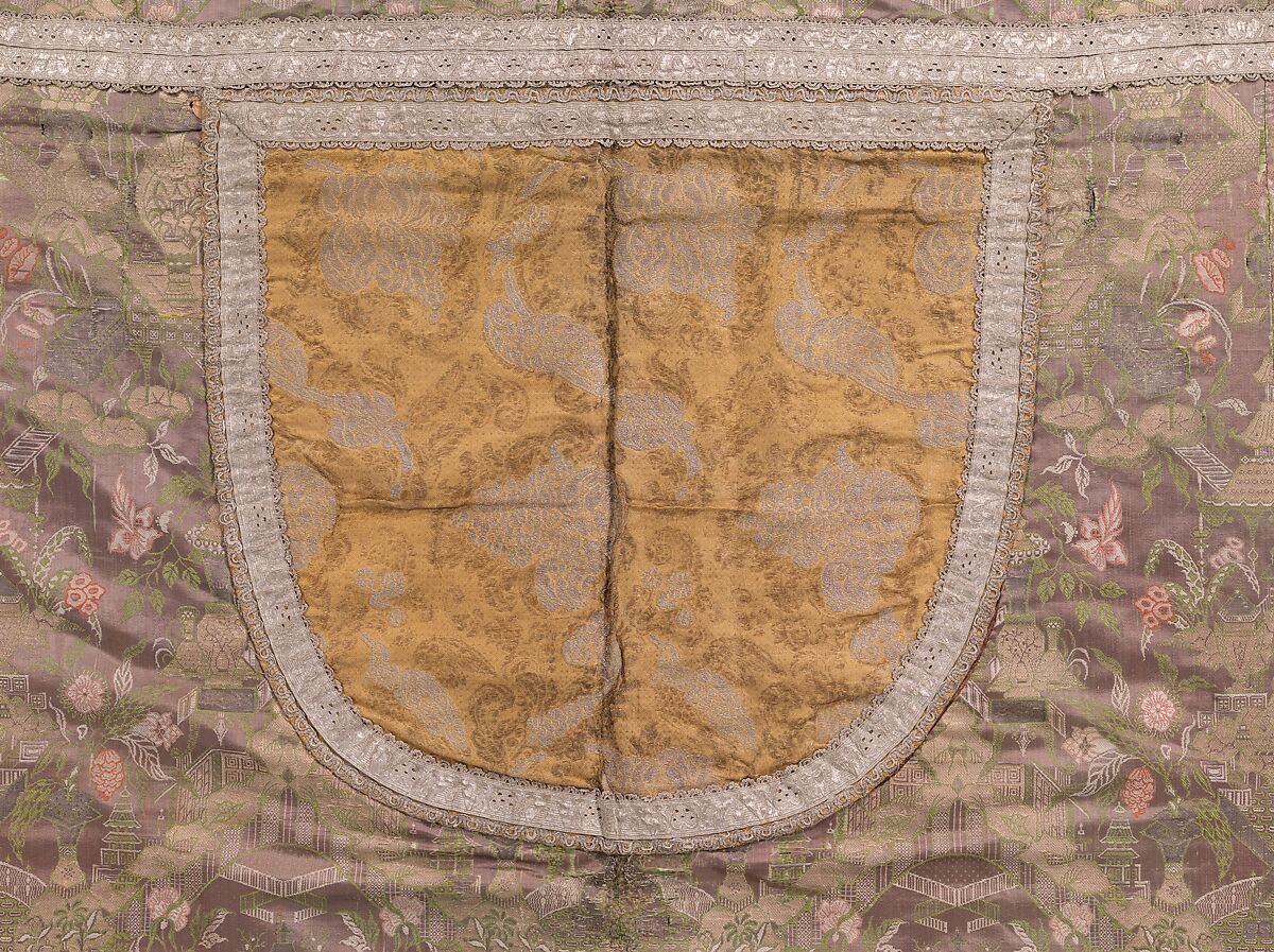Cope, Main textile: silk satin, brocaded, silk and metal-wrapped thread; Hood textile: cloth-of-gold, brocaded, silk and metal-wrapped thread, Dutch and Italian