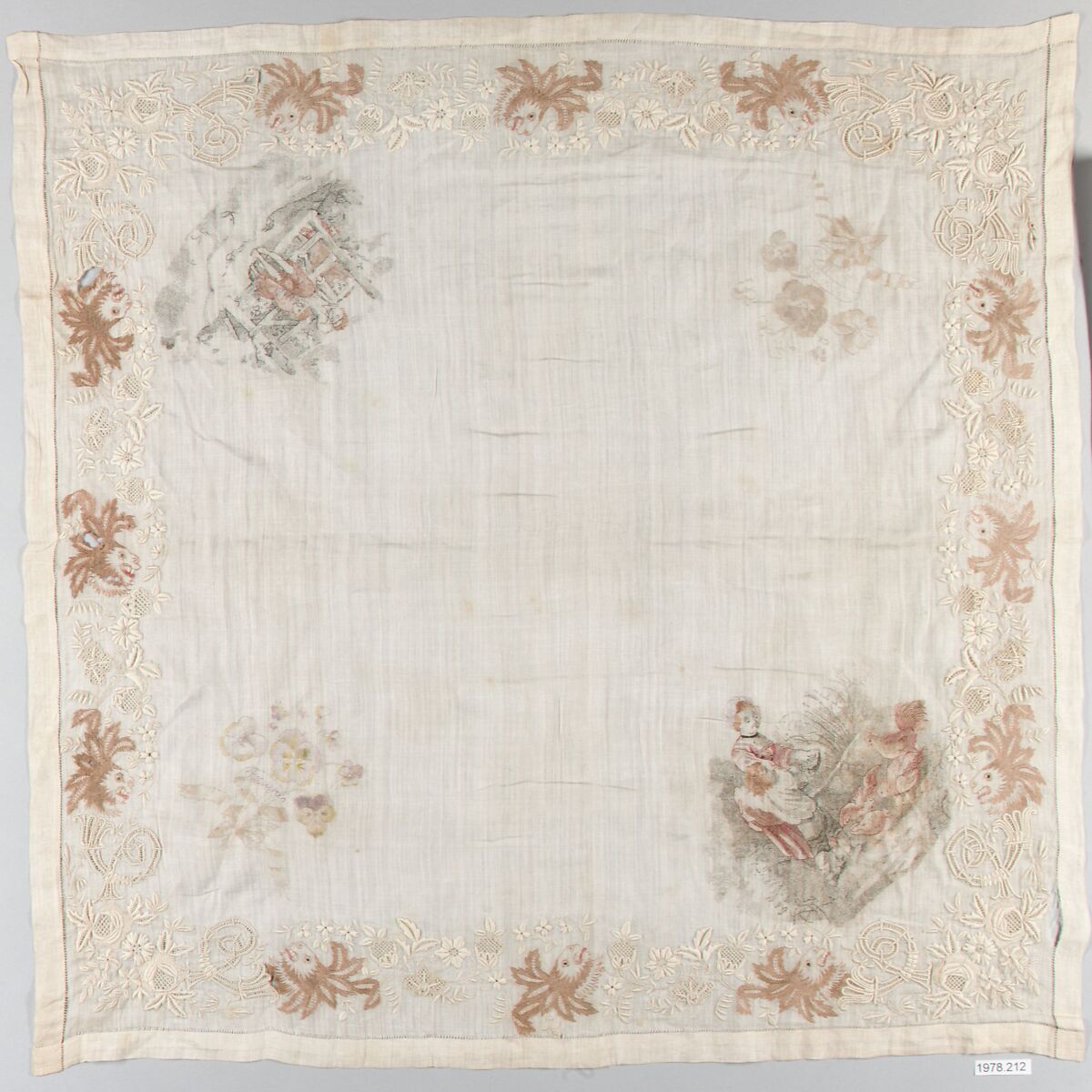 Handkerchief, Silk and linen, Spanish 
