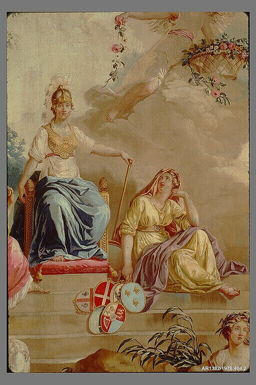 Europe from a set of The Four Continents, Jean Jacques François Le Barbier (French, Rouen 1738–1826 Paris), Wool, silk (19-21 warps per inch, 8 per cm.), French, Beauvais