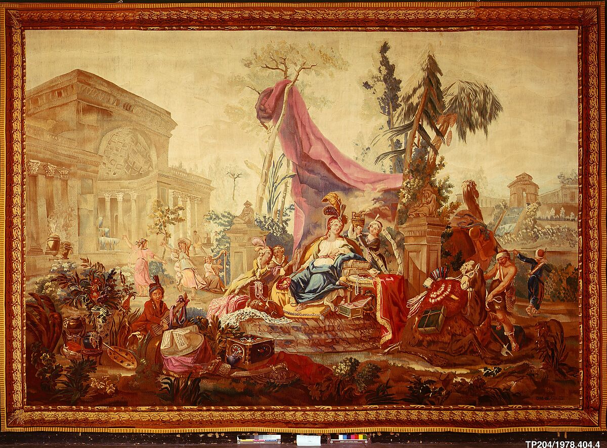 Asia from a set of The Four Continents, Jean Jacques François Le Barbier (French, Rouen 1738–1826 Paris), Wool, silk (19-21 warps per inch, 8 per cm.), French, Beauvais