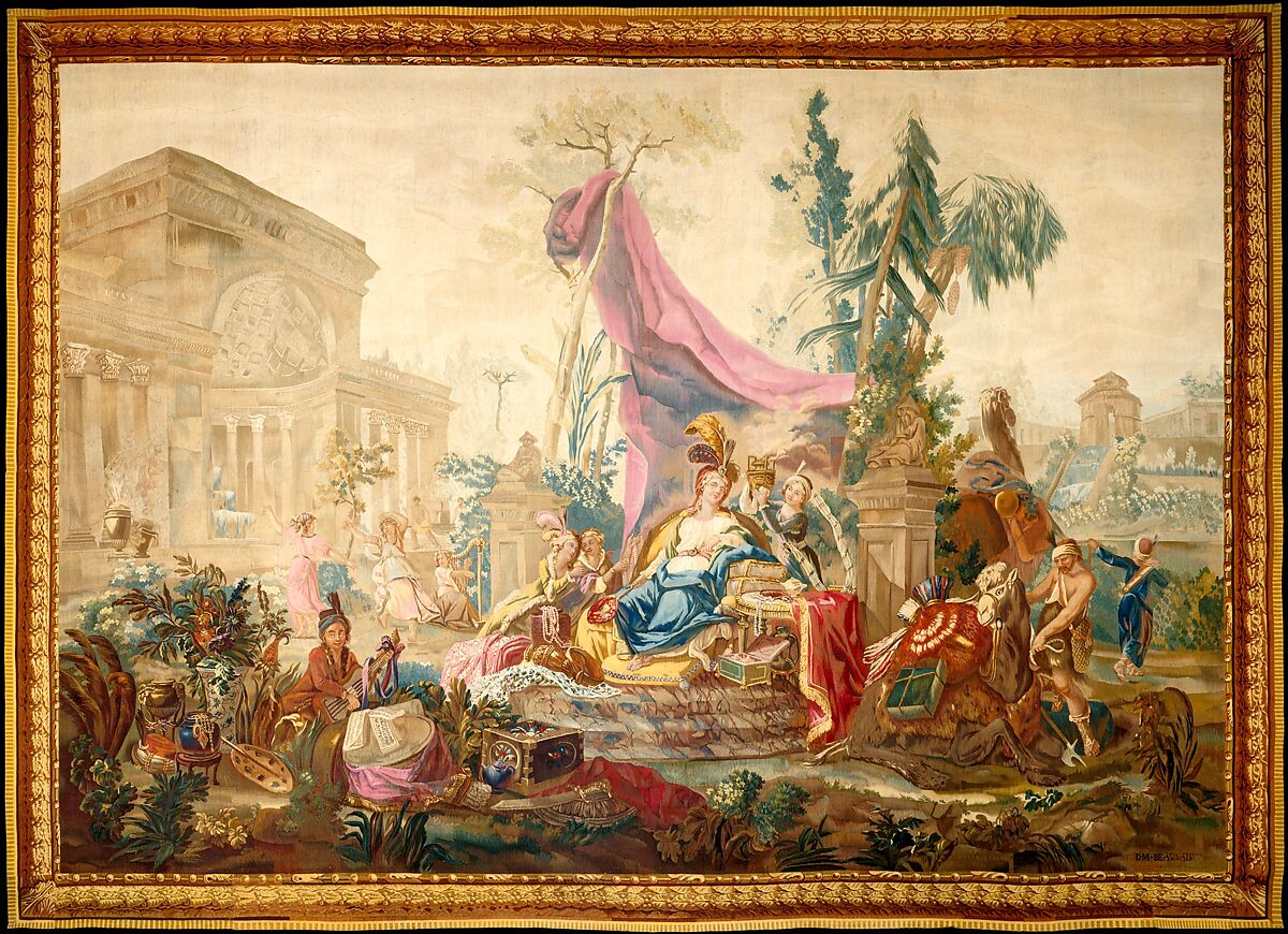 Asia from a set of The Four Continents, Jean Jacques François Le Barbier (French, Rouen 1738–1826 Paris), Wool, silk (19-21 warps per inch, 8 per cm.), French, Beauvais