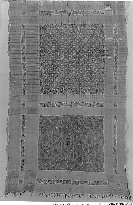 Shawl, Silk and cotton, Indian, Bengal, for export market