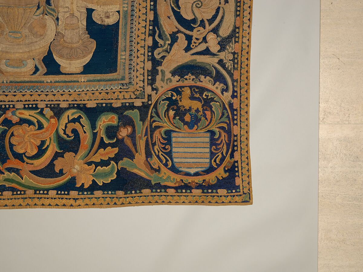 The Abduction of Helen from a set of The Story of Troy, Related to a woodcut by Bernard Salomon (French, ca. 1508–ca. 1561), Cotton, embroidered with silk and gilt-paper-wrapped thread, pigment, Chinese, Macao