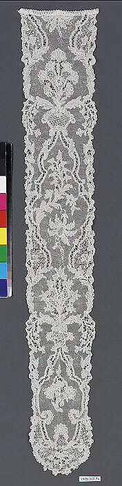 Lappet (one of a pair), Needle lace, point d’Alençon, linen, French 