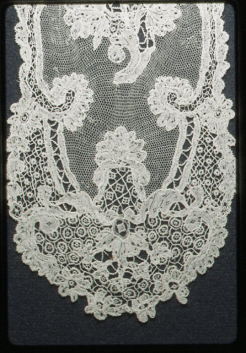 Lappet (one of a pair), Needle lace, point d’Alençon, linen, French