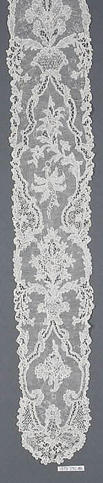 Lappet (one of a pair), Needle lace, point d’Alençon, linen, French 