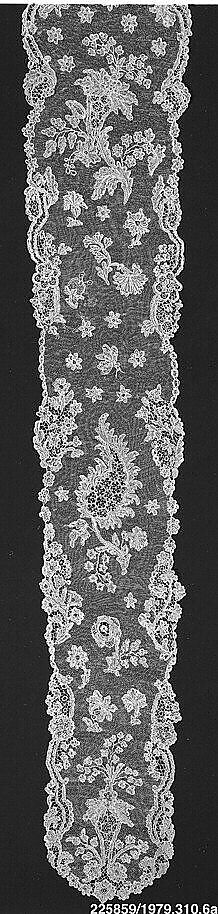 Joined lappets, Needle lace, point d’Alençon, linen, French or Italian, Venice (Burano)