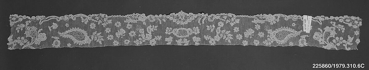 Edging, Needle lace, point d’Alençon, linen, French or Italian, Venice (Burano) 