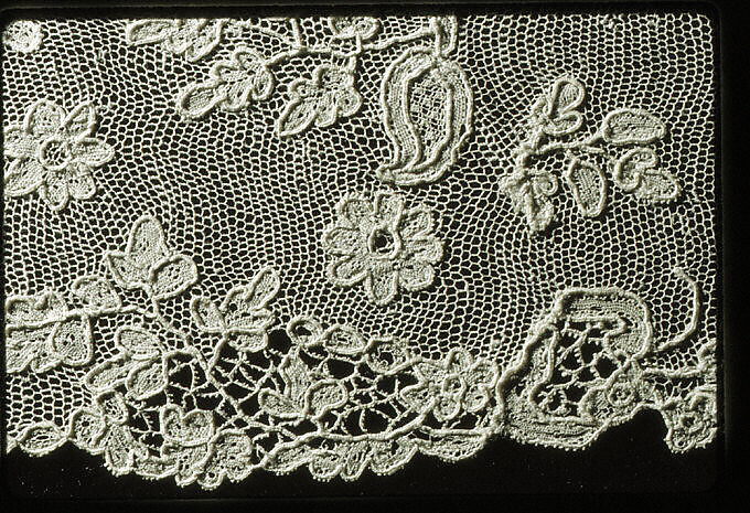 Edging, Needle lace, point d’Alençon, linen, French or Italian, Venice (Burano)