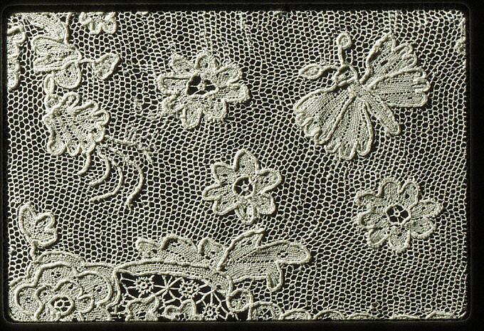 Edging, Needle lace, point d’Alençon, linen, French or Italian, Venice (Burano)