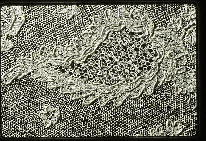 Edging, Needle lace, point d’Alençon, linen, French or Italian, Venice (Burano)