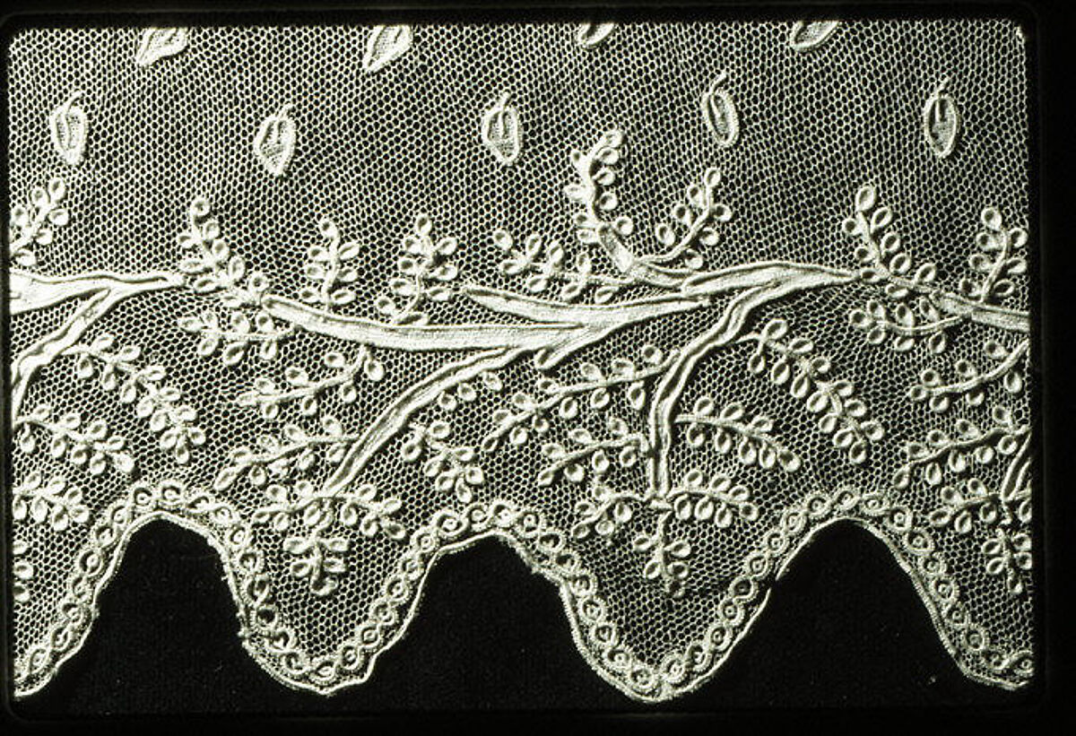 Edging, Needle lace, point d’Alençon, linen, horse hair, French