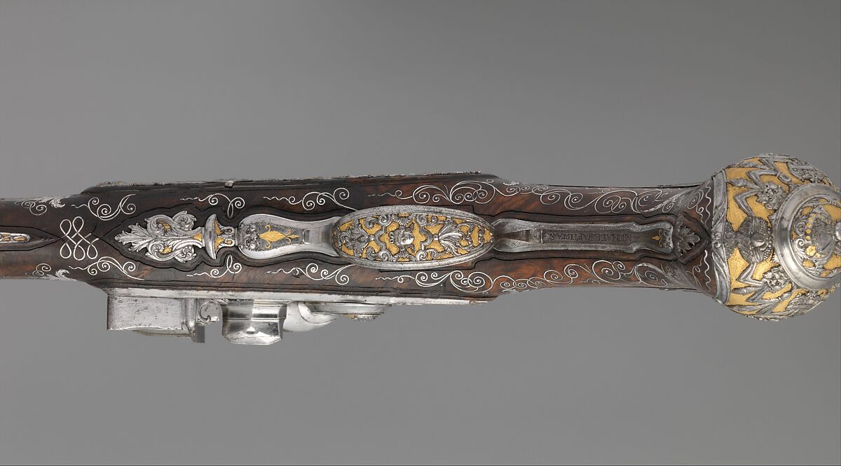 Pair of Flintlock Pistols Made for Ferdinand IV, King of Naples and Sicily (1751–1825), Royal Arms Manufactory at Torre Annunziata (Italian, Naples, established 1757), Steel, gold, wood (walnut), silver, Italo-Spanish, Naples