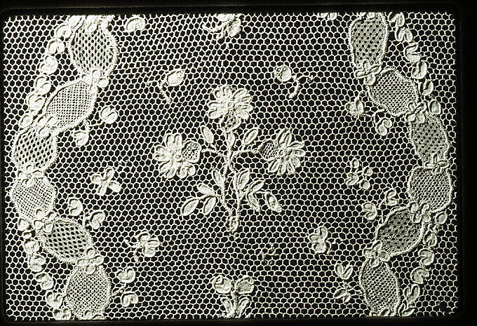 Cap crown, Needle lace, point d'Argentan, linen, French