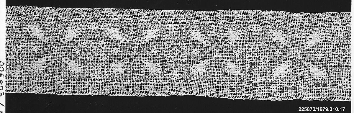 Insertion, Silk on linen, embroidered net, Sicilian 