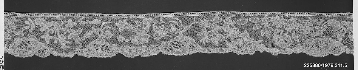 Edging, Bobbin lace, Brussels lace, point d'Angleterre, linen, Flemish or possibly British 