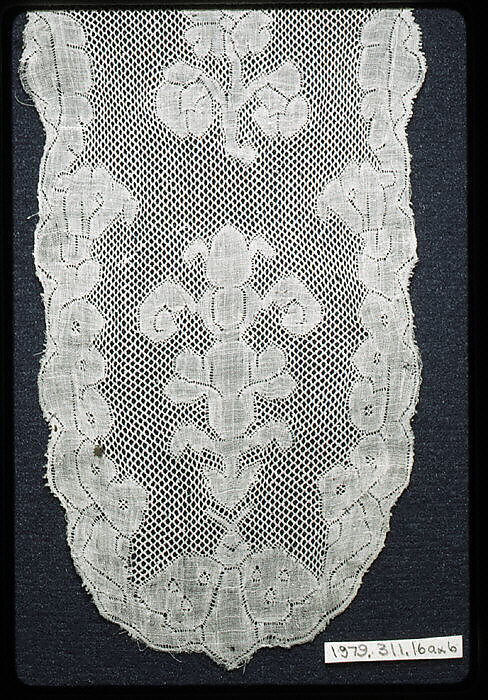 Two joined lappets, Linen, bobbin lace, Franco-Flemish