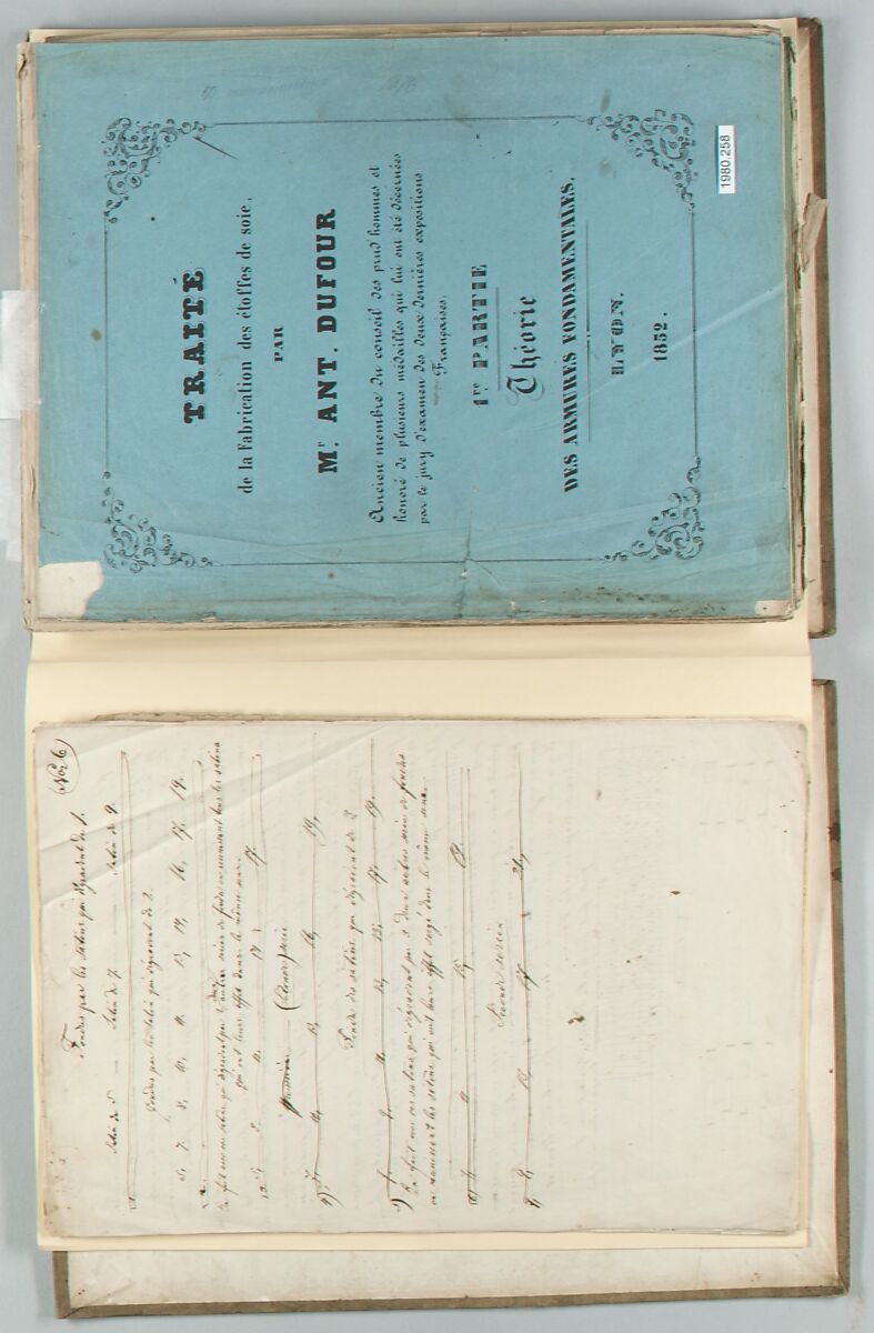 Traité de la Fabrication des étoffes de soie, Antoine Dufour (French), Paper, French, Lyons