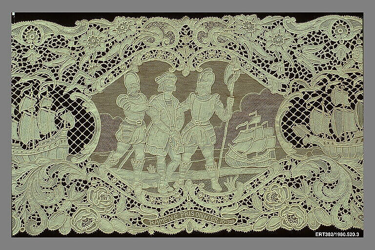 Runner (from a set of table linens), Linen, needle lace, Belgian