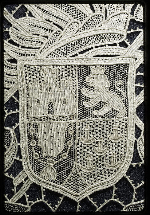 Napkin (from a set of table linens), Linen, needle lace, Belgian