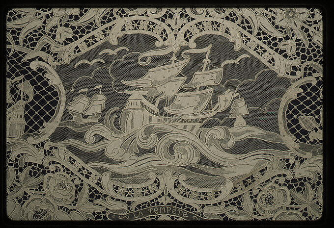 Napkin (from a set of table linens), Linen, needle lace, Belgian