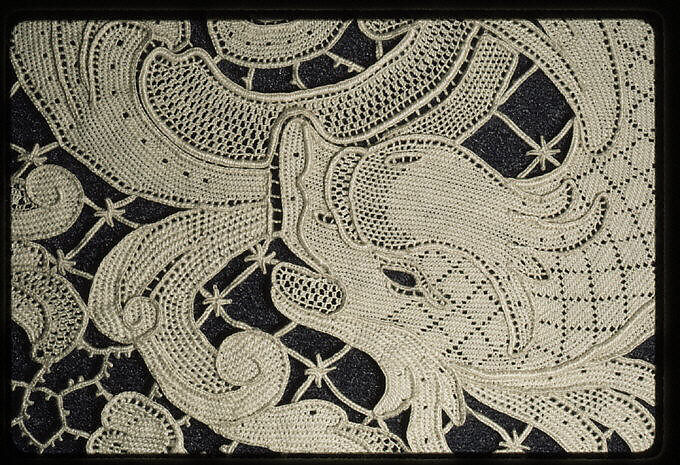 Napkin (from a set of table linens), Linen, needle lace, Belgian