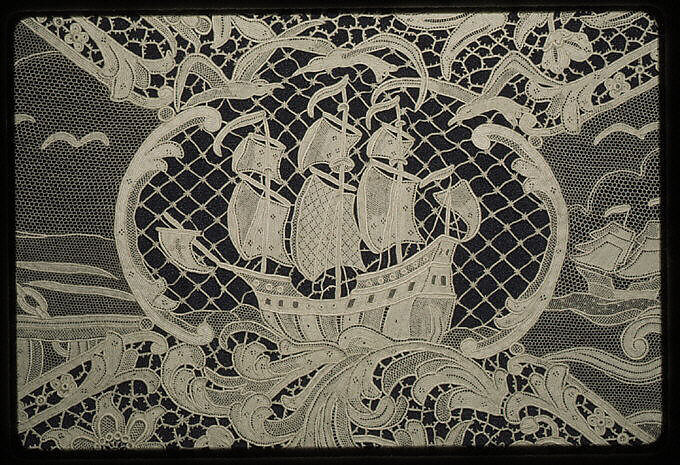 Napkin (from a set of table linens), Linen, needle lace, Belgian