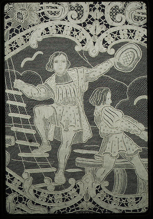 Napkin (from a set of table linens), Linen, needle lace, Belgian