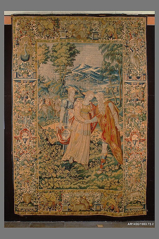 Rachel Giving Bilhah to Jacob from The Story of Jacob series, Wool, silk (18 warps per inch, 6–7 per cm.), Netherlandish, Brussels 