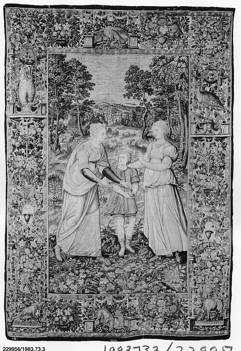 Rachel and Bilhah with Dan from The Story of Jacob series, Wool, silk (18 warps per inch, 6–7 per cm.), Netherlandish, Brussels