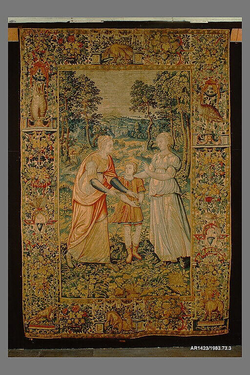 Rachel and Bilhah with Dan from The Story of Jacob series, Wool, silk (18 warps per inch, 6–7 per cm.), Netherlandish, Brussels 