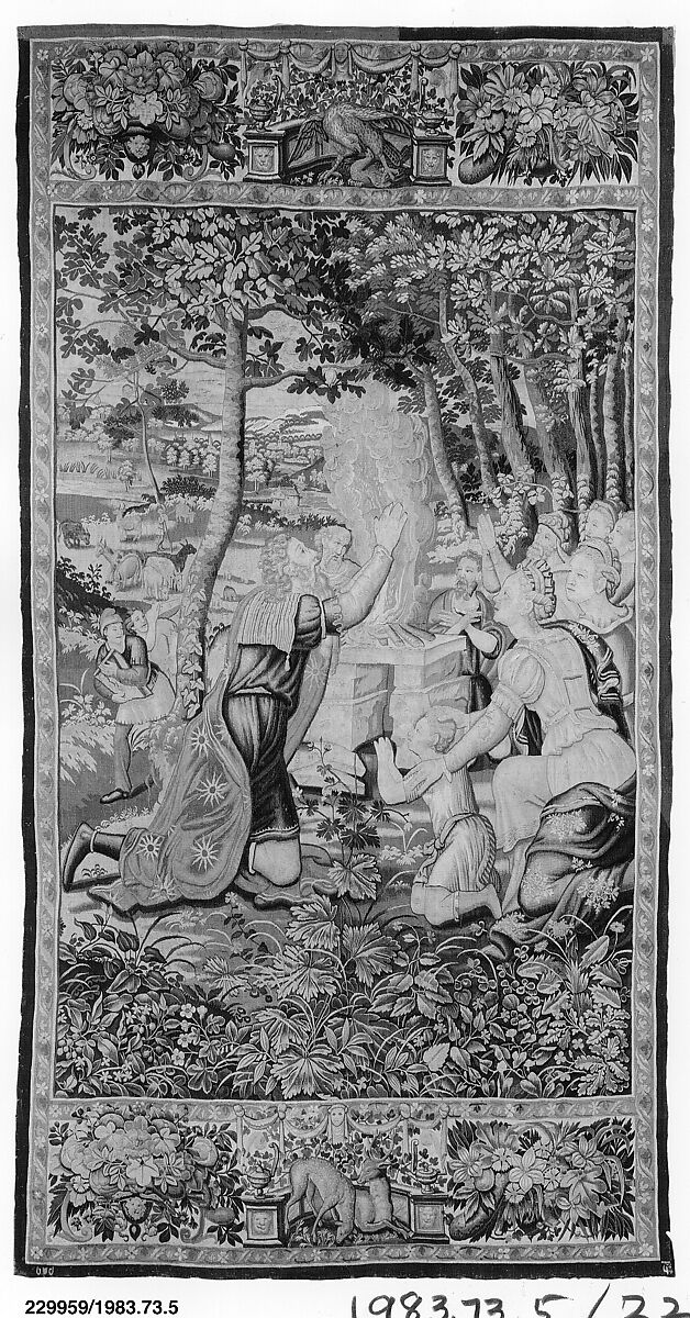Jacob Sacrificing After Making a Covenant with Laban from The Story of Jacob series, Wool, silk (18 warps per inch, 6–7 per cm.), Netherlandish, Brussels