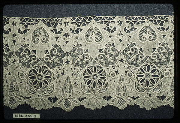 Edging, Linen, needle lace, possibly Belgian 