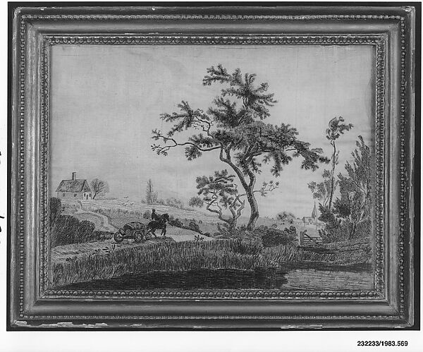 Embroidered picture, Silk and hair, British