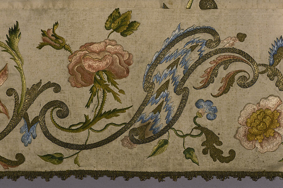 Panel, Silk and metallic thread, possibly German